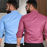 Comfortable Multicoloured Cotton Long Sleeve Formal Shirt For Men Pack Of 2-thumb1