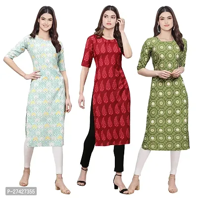 Stylish Multicoloured Crepe Stitched Kurta For Women Pack of 3-thumb0