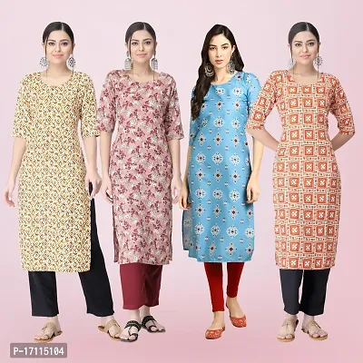 Women Stylish Crepe Printed Straight Kurta