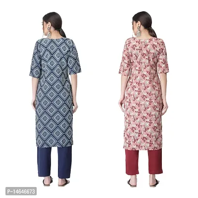 Attarctive Crepe Printed Straight Kurti Combo For Women Pack Of 2-thumb2