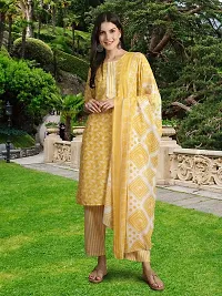 Fancy Cotton Blend Kurta Bottom And Dupatta Set For Women-thumb1