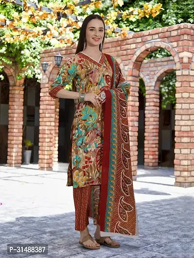 Fancy Cotton Blend Kurta Bottom And Dupatta Set For Women-thumb4