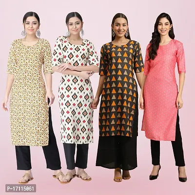 Women Stylish Crepe Printed Straight Kurta