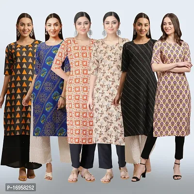 Women Stylish Crepe Printed Straight Kurta Combo