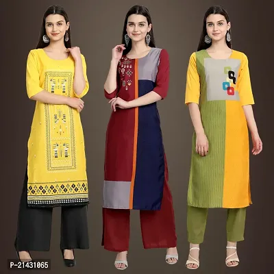 Fancy Crepe Kurtis for Women Pack Of 3-thumb0