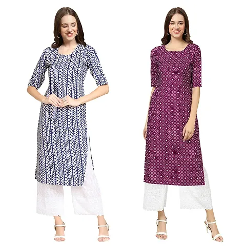 Straight Crepe Kurta Pack Of 2