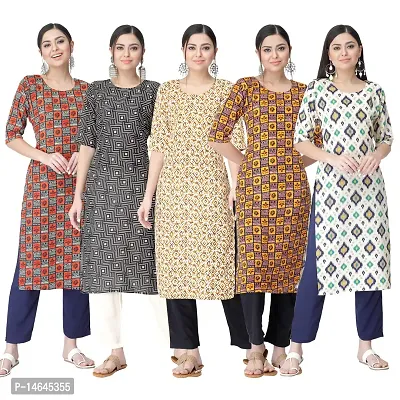 New Crepe Printed Kurtis Combo For Women Pack Of 5