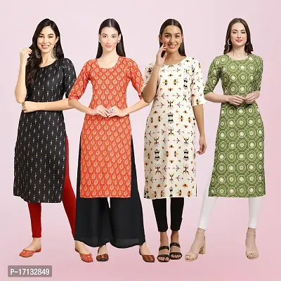 Women Stylish Crepe Printed Straight Kurta