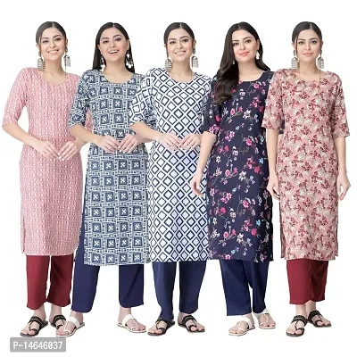 New Crepe Printed Kurtis Combo For Women Pack Of 5