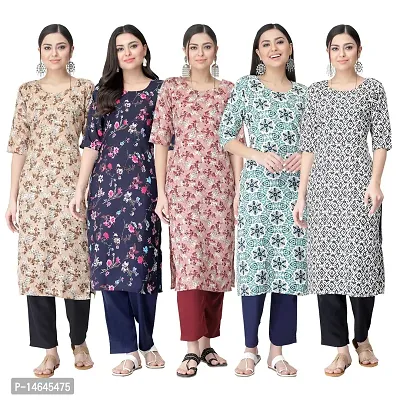 New Crepe Printed Kurtis Combo For Women Pack Of 5