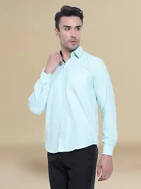 Reliable Blue Cotton Solid Long Sleeve Casual Shirts For Men-thumb1