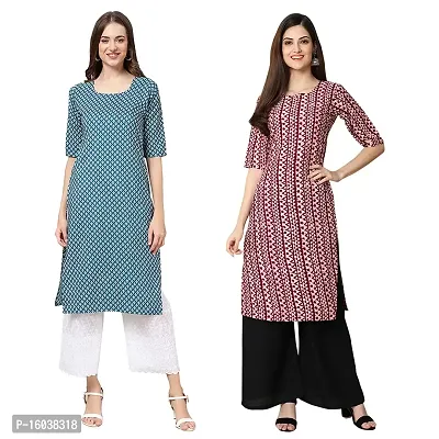 Stylish Digital Printed Women Crepe Kurta- Pack of 2-thumb0