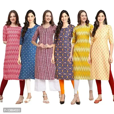 Trendy Crepe Digital Printed Straight Kurta For Women ( Pack Of 6 )-thumb0