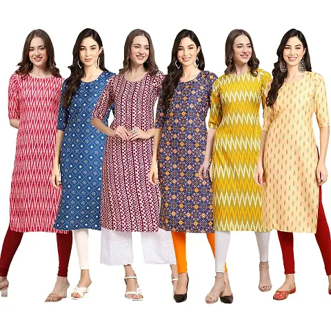 Stylish Crepe Printed Kurti - Pack of 6