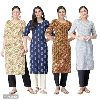 New Crepe Combo Printed Kurtis For Women Pack Of 4-thumb0