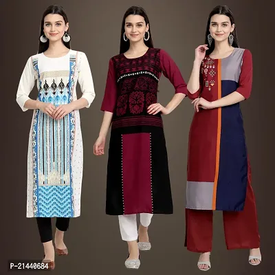 Fancy Crepe Kurtis for Women Pack Of 3-thumb0