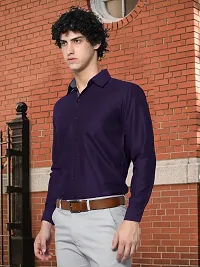 Reliable Purple Cotton Solid Long Sleeves Formal Shirt For Men-thumb1