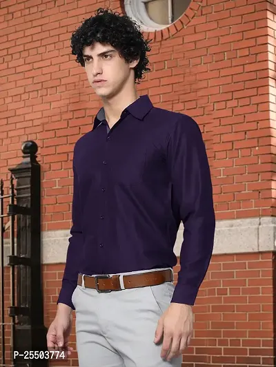 Reliable Purple Cotton Solid Long Sleeves Formal Shirt For Men-thumb2