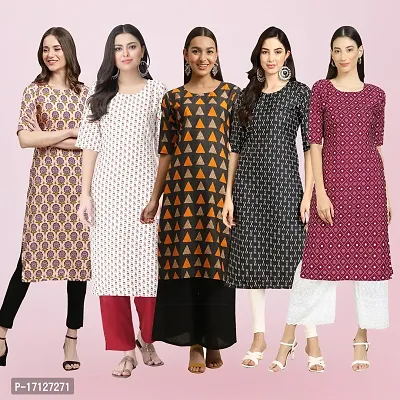 Women Stylish Crepe Printed Straight Kurta-thumb0