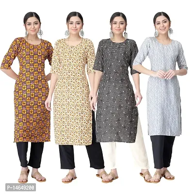 New Crepe Combo Printed Kurtis For Women Pack Of 4-thumb0