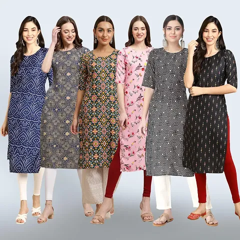 Women Stylish Crepe Straight Kurta Combo