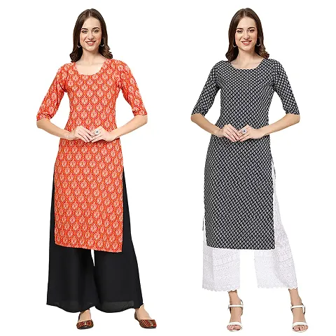 Pack Of 2-Crepe Printed Straight Kurta