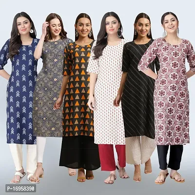 Women Stylish Crepe Printed Straight Kurta Combo