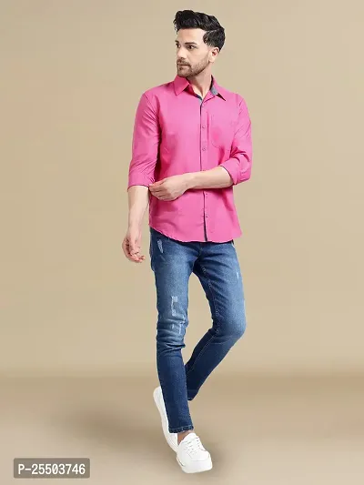 Reliable Pink Cotton Solid Long Sleeves Formal Shirt For Men