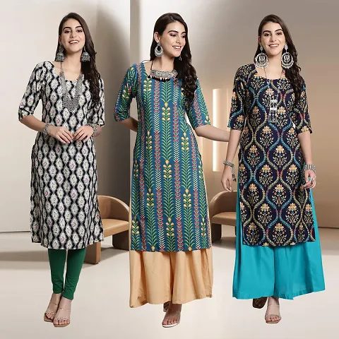 Fancy Rayon Kurtis For Women Pack Of 3