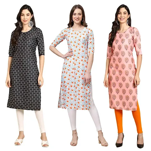 Trendy Crepe Printed Kurti - Pack of 3