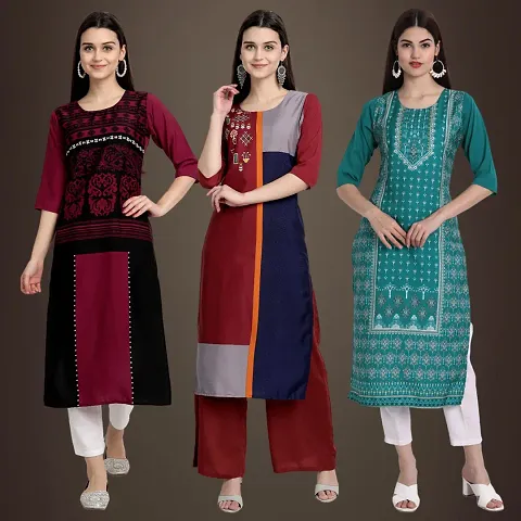 Fancy Crepe Kurtis for Women Pack Of 3