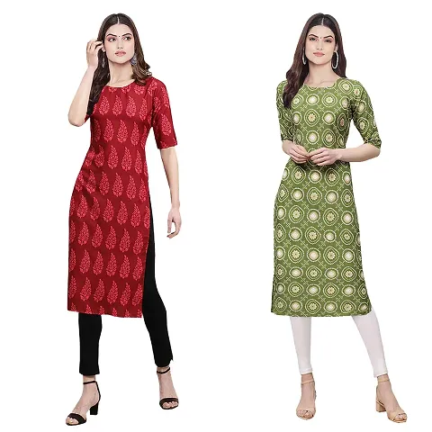 Stylish Crepe Printed Kurti - Pack of 2