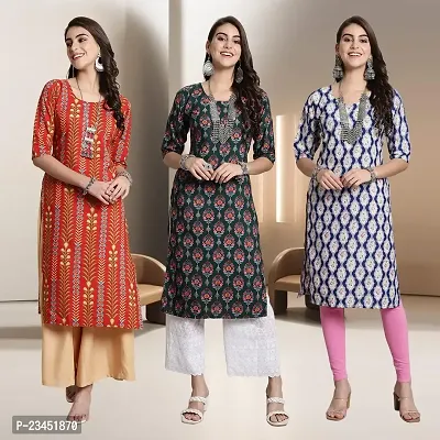 Fancy Rayon Kurtis For Women Pack Of 3-thumb0