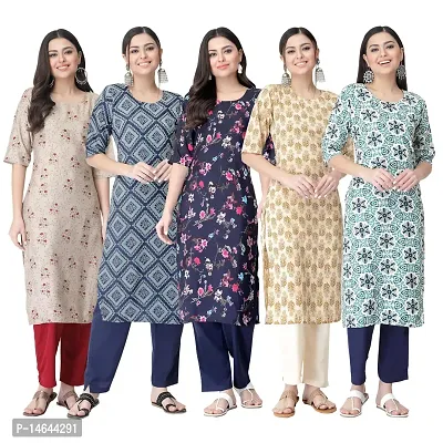 New Crepe Printed Kurtis Combo For Women Pack Of 5