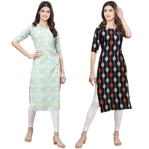 Stylish Crepe Printed Kurti - Pack of 2