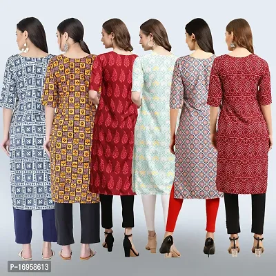 Women Stylish Crepe Printed Straight Kurta Combo-thumb2