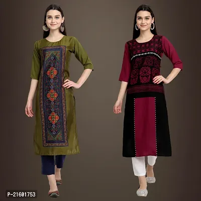 Best Trendy Crepe Printed Kurti For Women Combo Of 2-thumb0