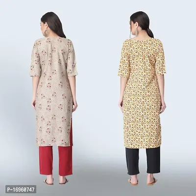 Women Stylish Crepe Ethnic Motif Casual Straight Kurta-thumb2