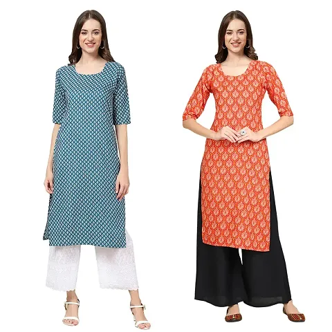 Stylish Digital Woman Crepe Kurtis Pack of 2