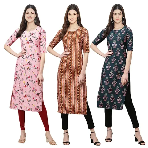 Stylish Crepe Stitched Kurta For Women Pack of 3