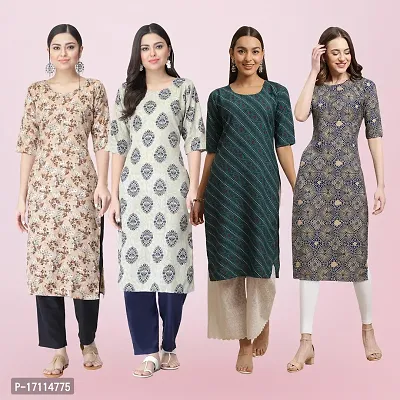 Women Stylish Crepe Printed Straight Kurta