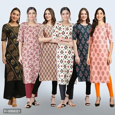 Women Stylish Crepe Printed Straight Kurta Combo