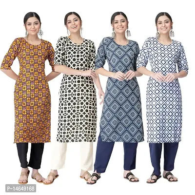 New Crepe Combo Printed Kurtis For Women Pack Of 4