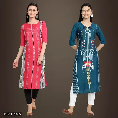 Best Trendy Crepe Printed Kurti For Women Combo Of 2-thumb0