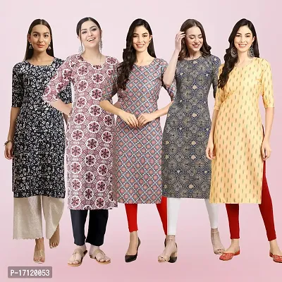 Women Stylish Crepe Printed Straight Kurta