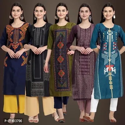 Fancy Crepe Kurtis For Women Pack Of 5-thumb0