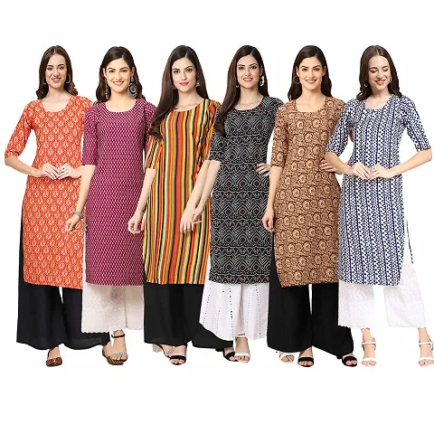 Fancy Combo of 6 Crepe Kurti