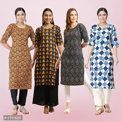 Women Stylish Crepe Printed Straight Kurta