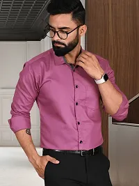 Reliable Purple Cotton Solid Long Sleeve Formal Shirts For Men-thumb2