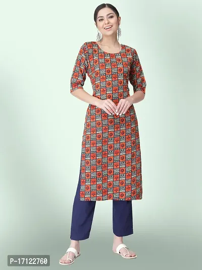 Women Stylish Crepe Printed Straight Kurta